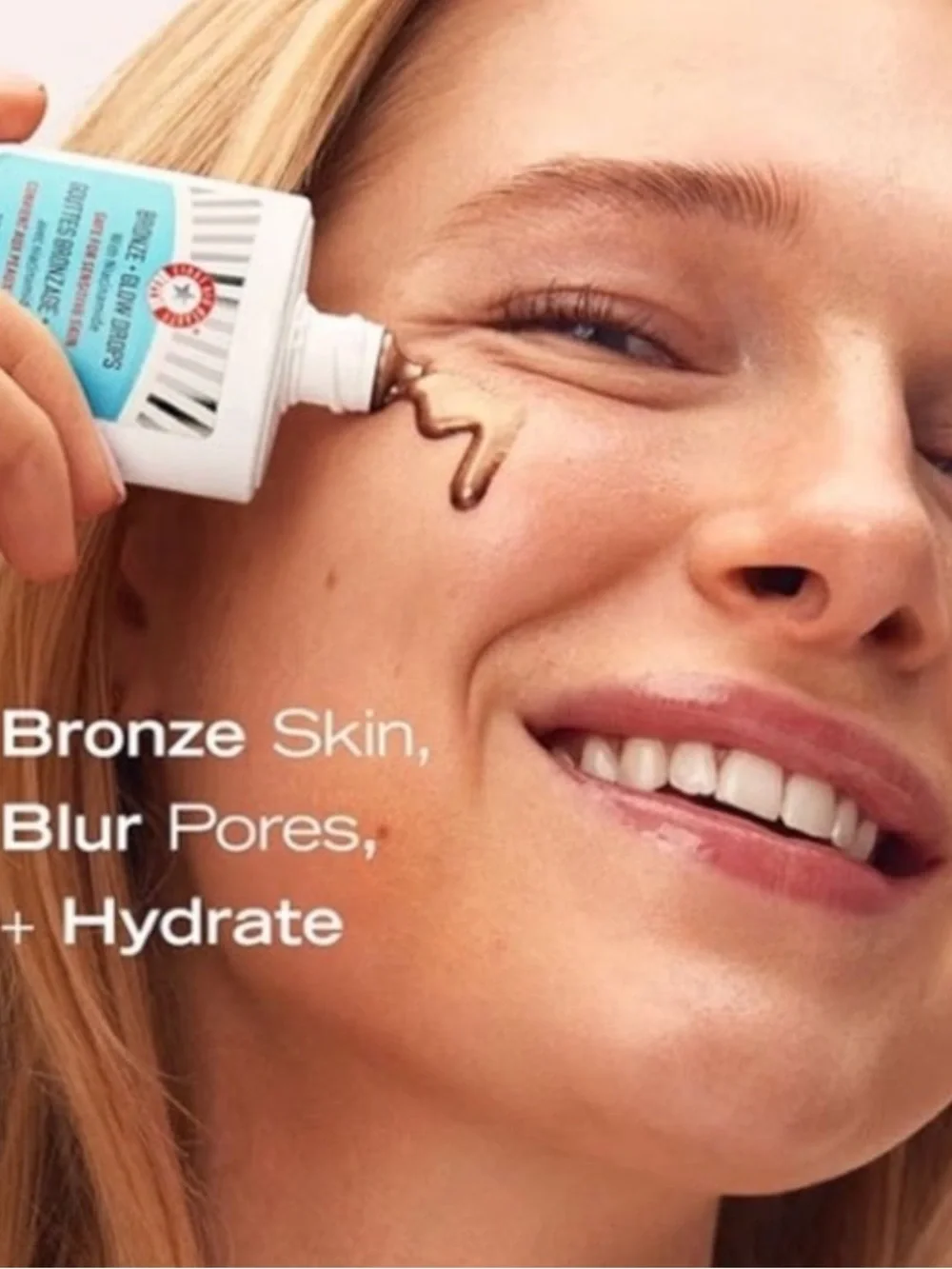 First Aid Beauty Bronze Glow Drops with Aqua Label and Bronze Serum